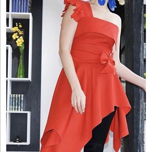 Red one shoulder top
